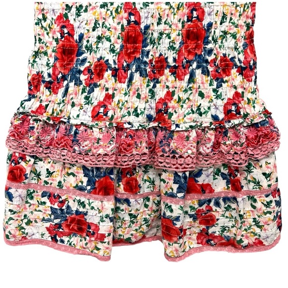 LoveShackFancy Rena Rose Floral Ruffle Mini Dress in Rush of Red Women’s Medium - Picture 12 of 16